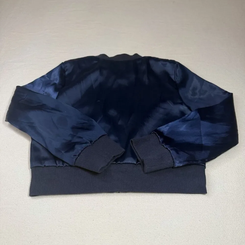 Wonder Nation Girls Blue Soft Rainbow Love Patch Crop Bomber Jacket Size XS 7-8